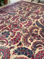 12x20 Ivory Persian Kerman Rug / #JLrug - Blue Parakeet Rugs