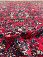 7’1 x 9’9 Antique Persian Dargazin Rug #2354 / 7x10 vintage rug - Blue Parakeet Rugs
