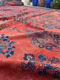 red brick ground 12x22 Vintage Persian rug - Blue Parakeet Rugs
